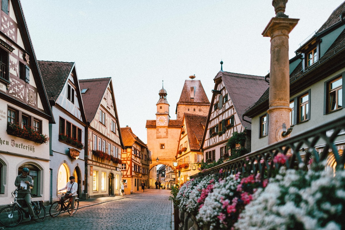 A real European town street photograph.